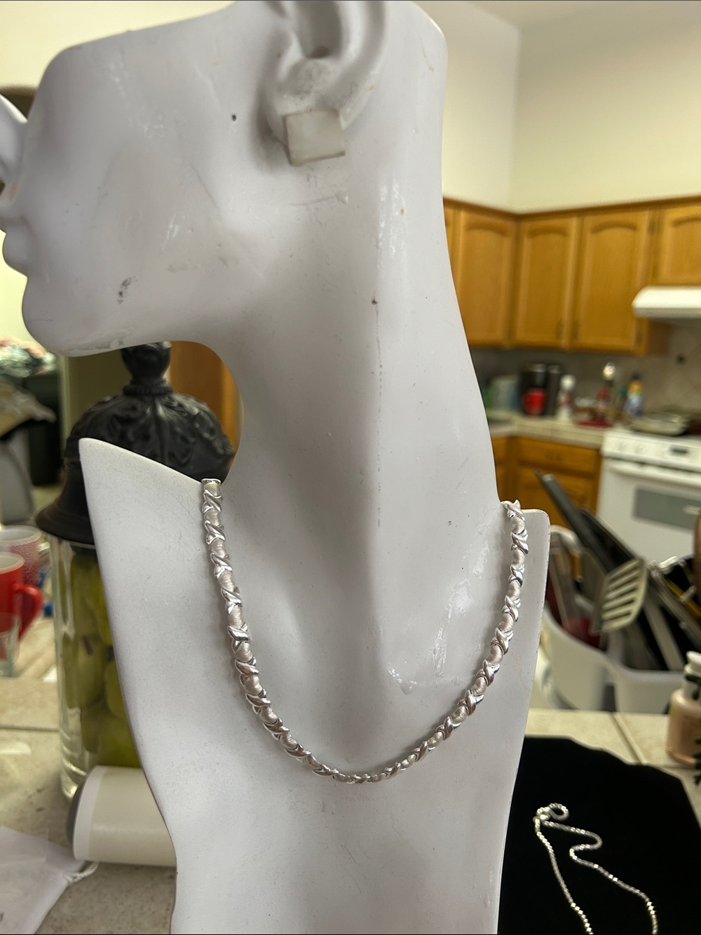 Sterling Silver Twisted Link Necklace - Women X And Hearts 16 Inch